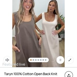 Taryn Sleeveless Scoop Neck Maxi Dress in Taupe and Cream